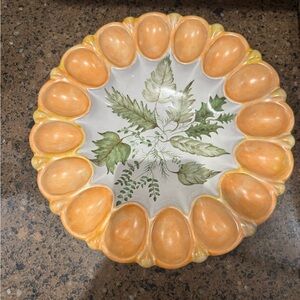Vintage Frankoma Deviled Egg Platter 819 hand painted